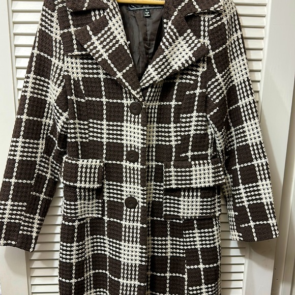Ivory & Plaid Brown Peacoat - Picture 1 of 7